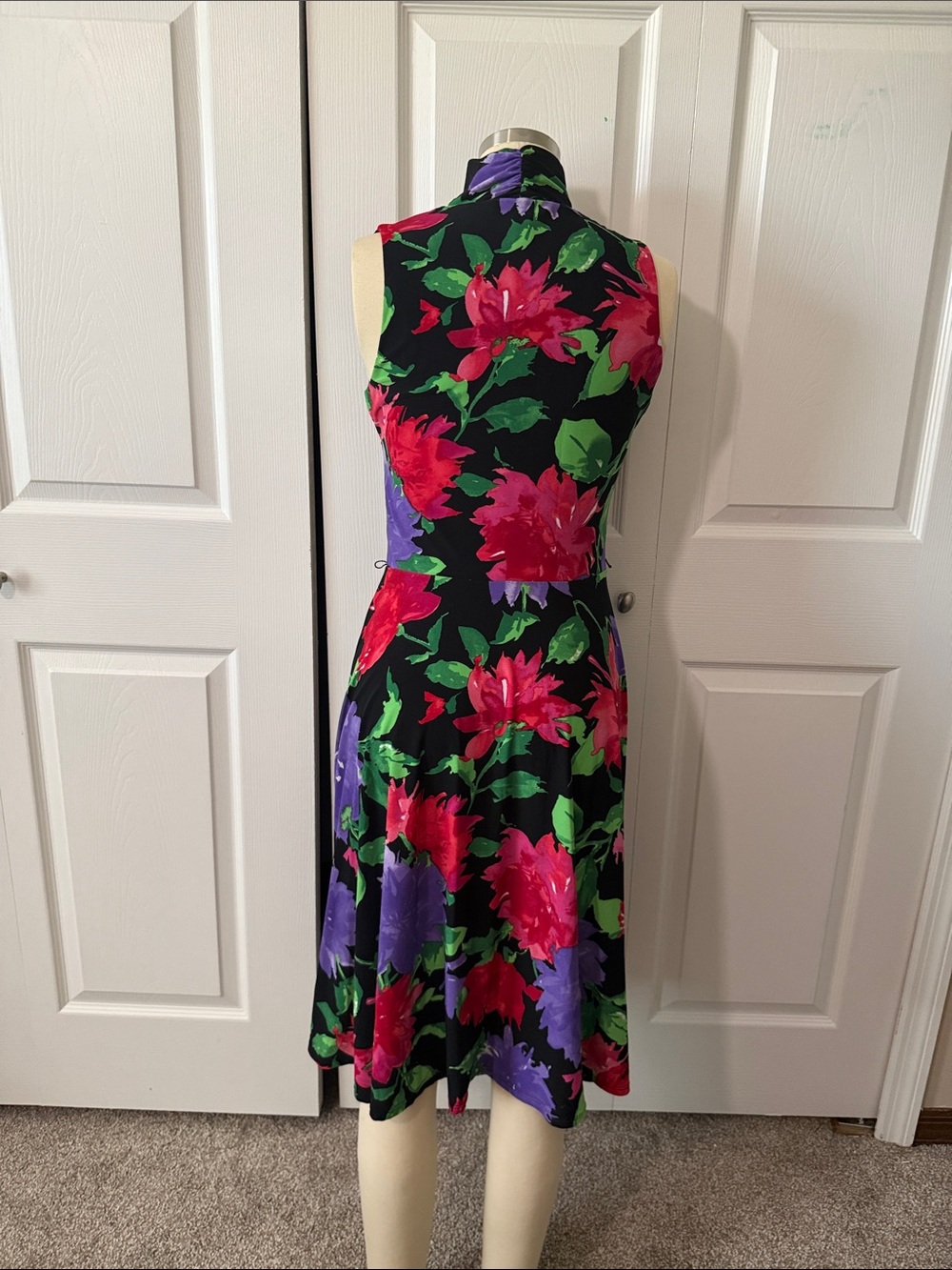 Lauren Ralph Lauren Black Dress with Purple, Green & Red Floral Print - Picture 4 of 4